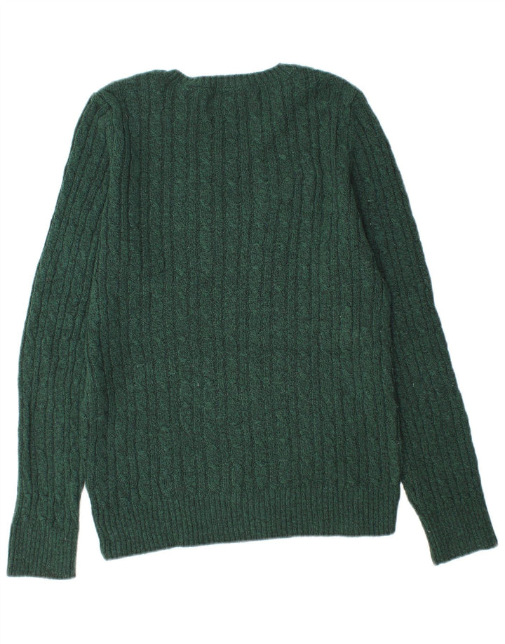 Superdry Suéter tipo jersey con cuello redondo para mujer, Reino Unido 40, Acrílico verde medio