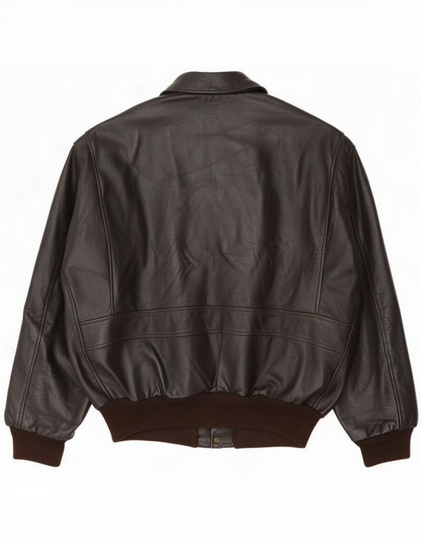 Vintage Mens Leather Flight Aviator Jacket UK 40 Large Brown