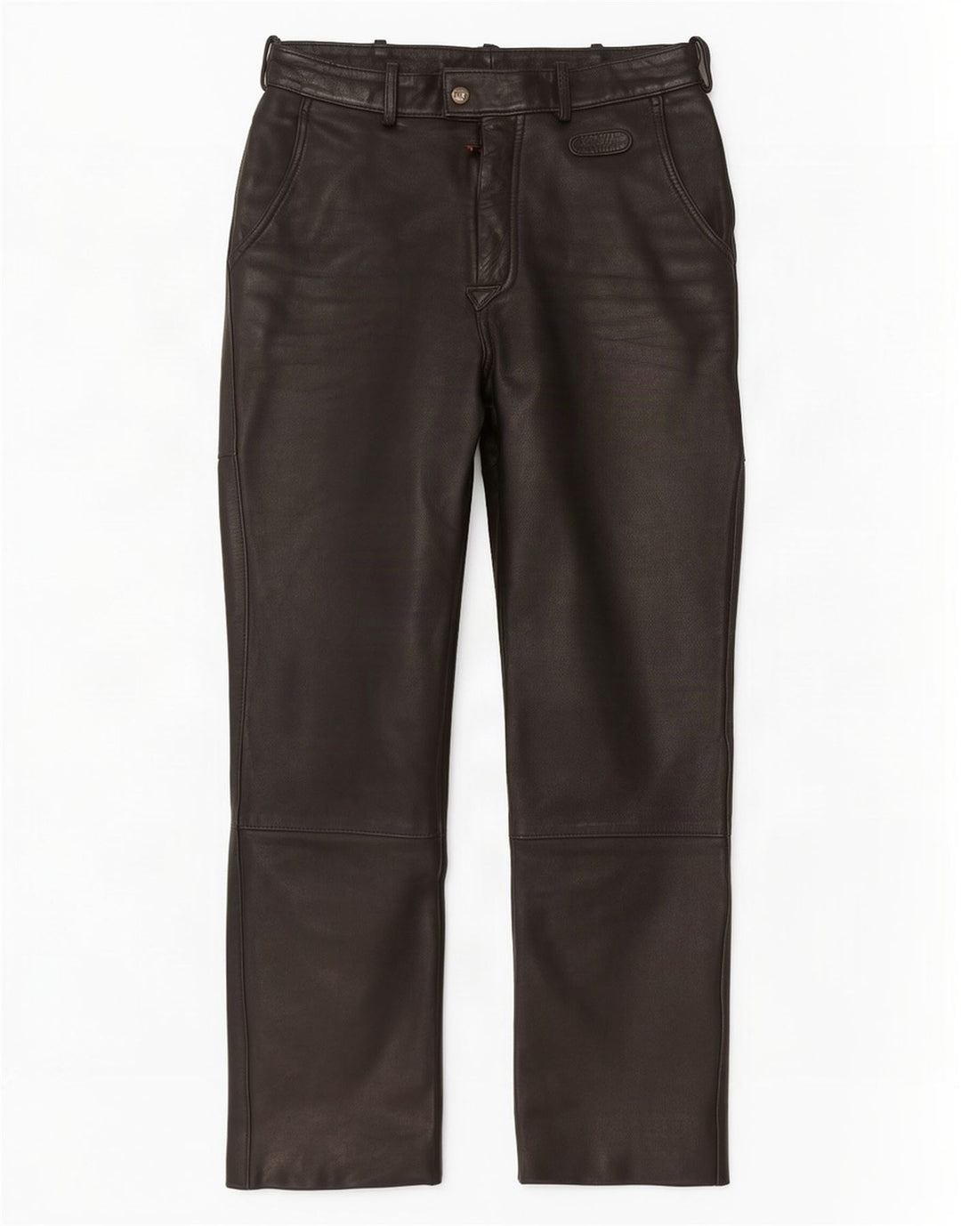 Vintage hombres pantalones de cuero rectos EU 48 Medio W30 L28 Negro
