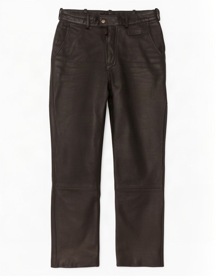 Vintage hombres pantalones de cuero rectos EU 48 Medio W30 L28 Negro
