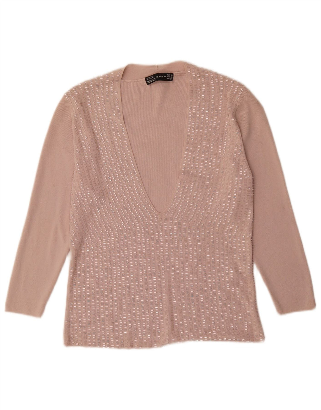 Zara Blusa Mujer Top UK 40 Grande Rayón Rosa