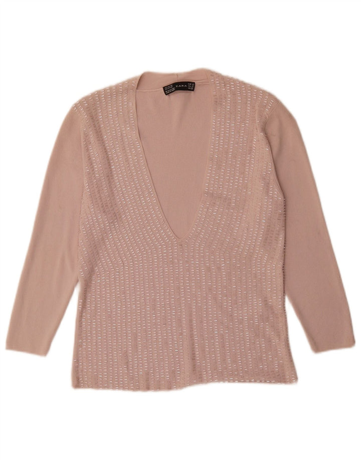 Zara Blusa Mujer Top UK 40 Grande Rayón Rosa