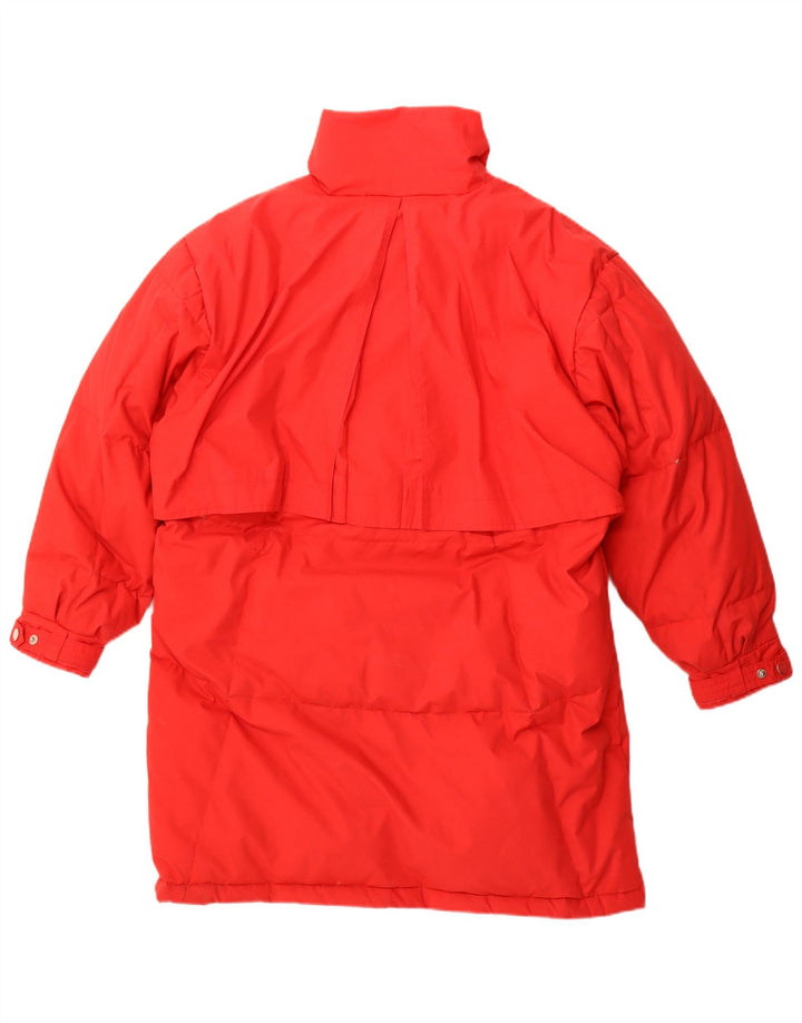 Vintage mujer abrigo acolchado de gran tamaño EU 36/38 pequeño poliéster rojo