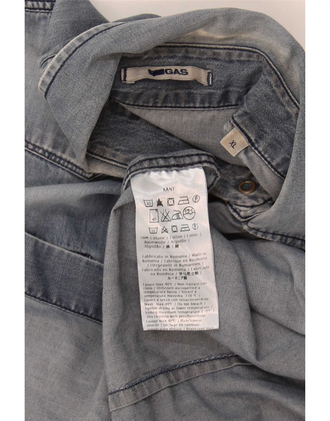 Camisa Vaquera Gas Hombre XL Algodón Azul