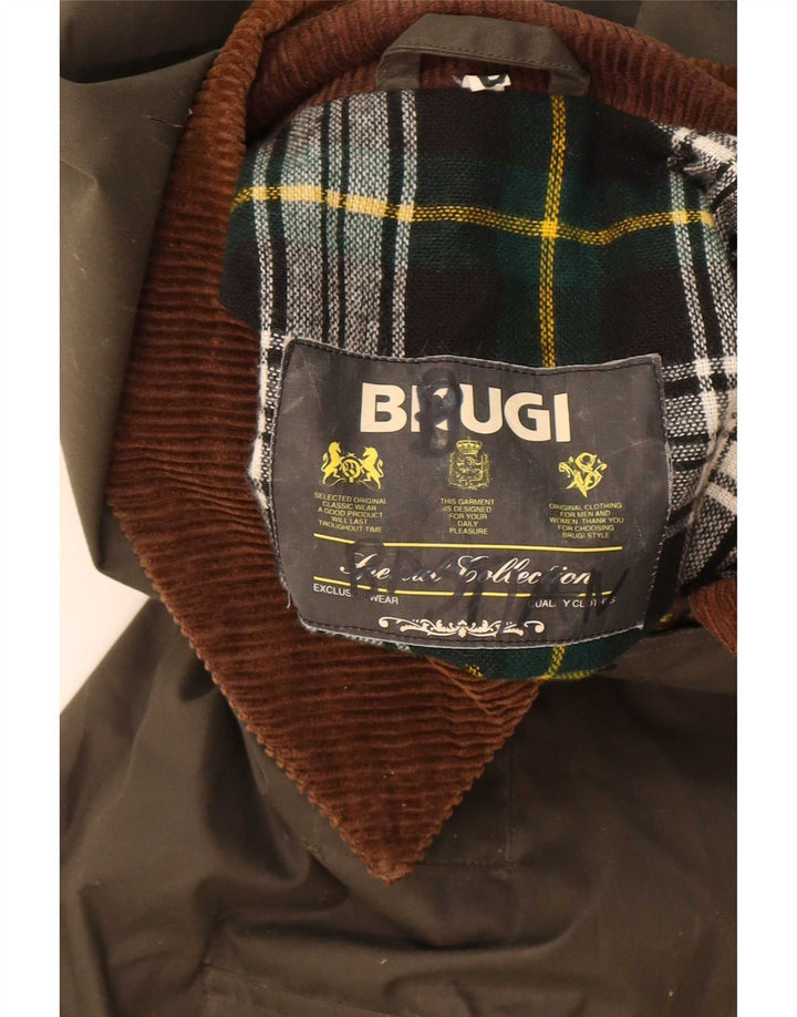 Brugi Chaqueta de algodón encerado para hombre UK 40 Large Caqui Colorblock