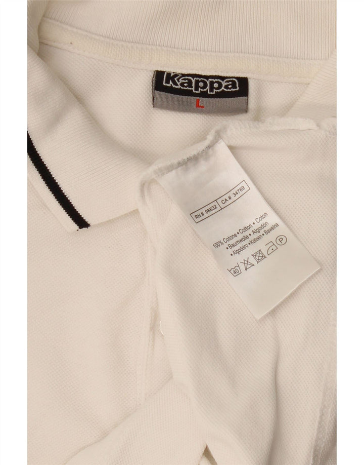 KAPPA Polo para hombre grande de algodón blanco