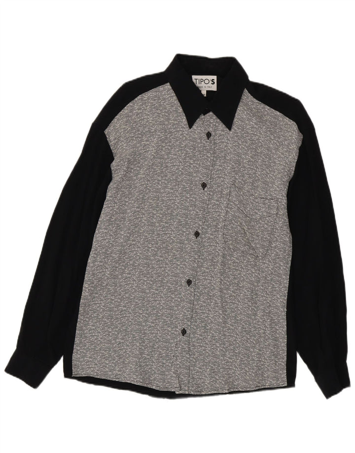 Camisa para hombre Tipo' S Viscosa color block mediana negra