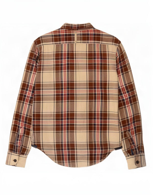 Zara Hombre Camisa Slim Fit De Franela Algodón A Cuadros Beige Grande