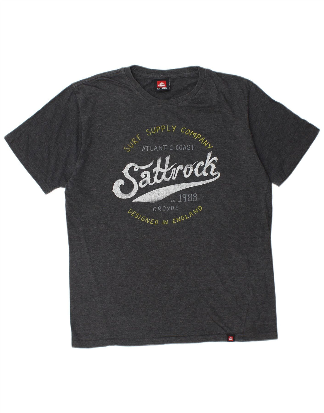 SALTROCK Camiseta gráfica para hombre Top de algodón gris medio