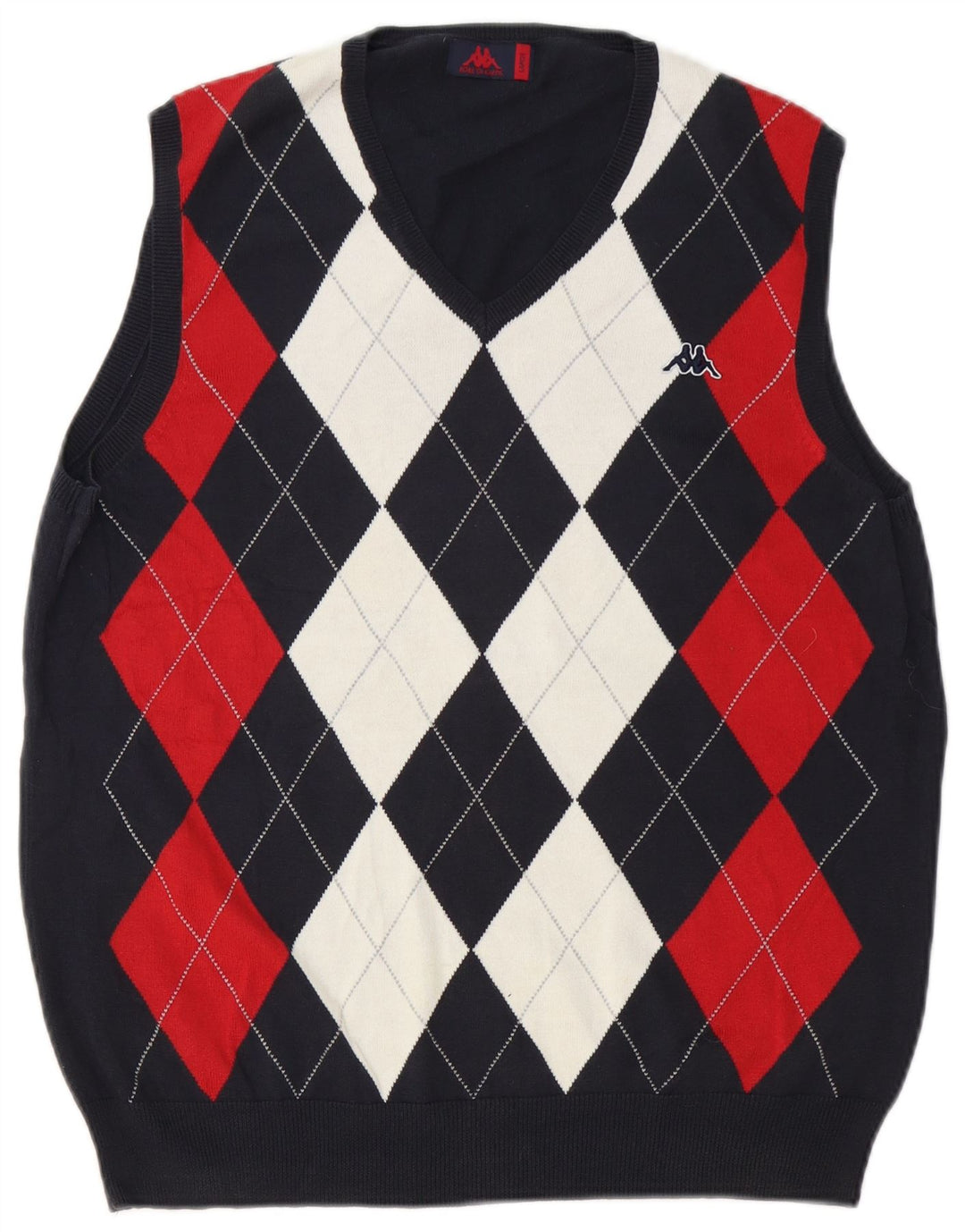 Kappa Hombre Chaleco Camiseta Sin Mangas Grande Azul Marino Argyle/Diamond Algodón