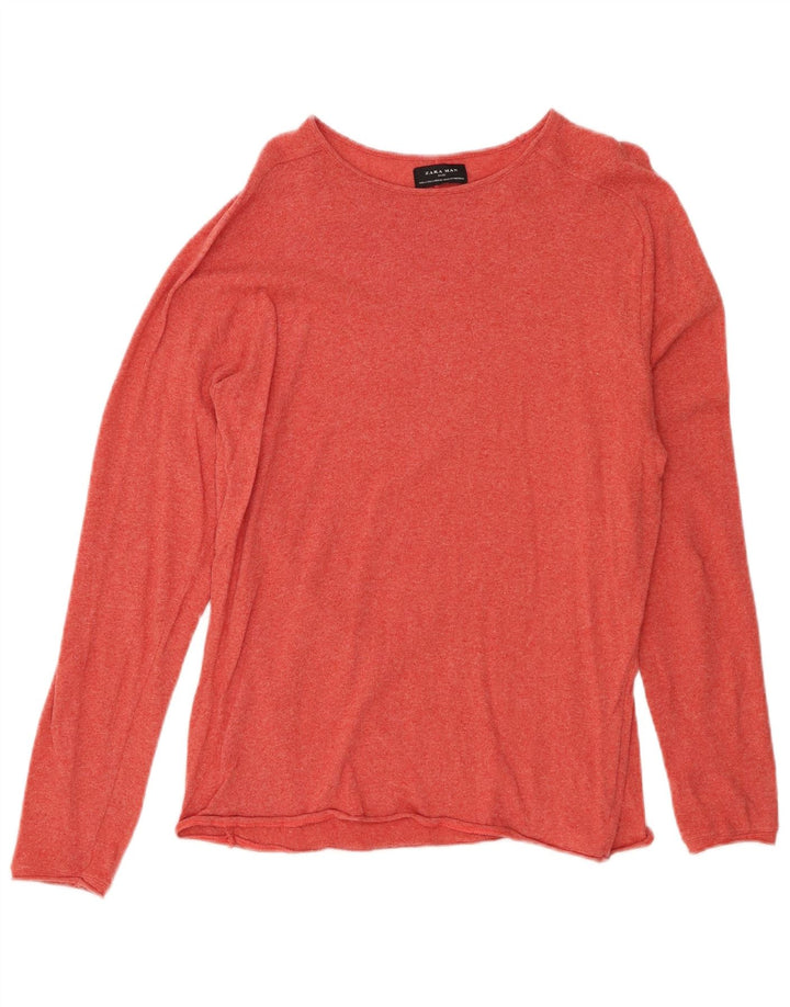 ZARA Mens Boat Neck Jumper Sweater Large Red