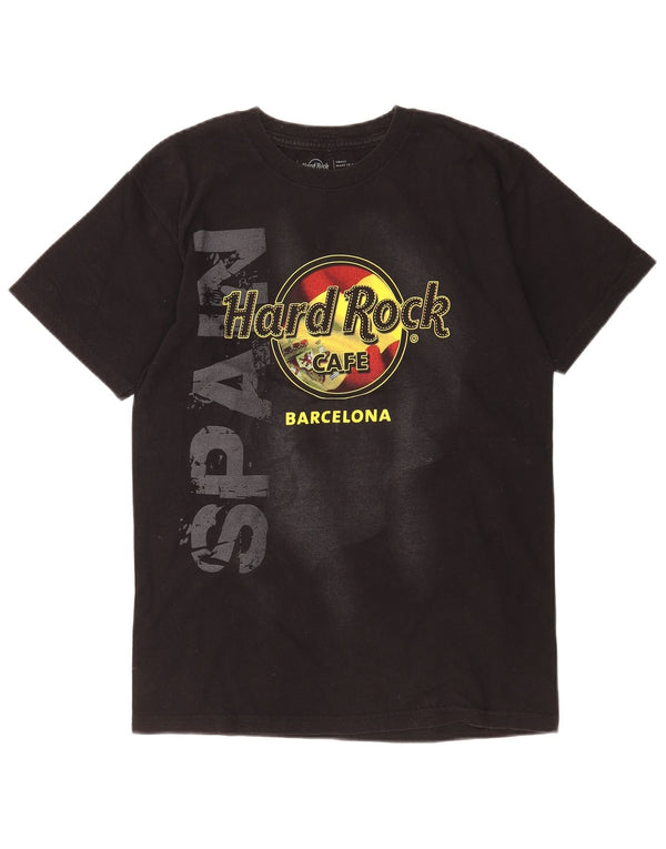 Hard Rock Cafe Mens Barcelona Graphic Camiseta Top Pequeño Algodón Negro