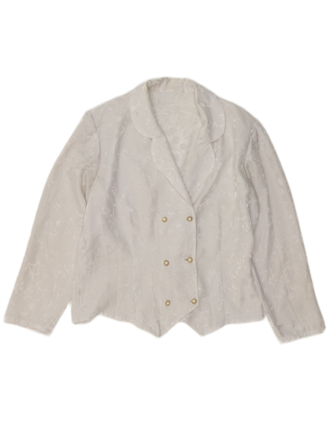 Vintage mujer 3/4 manga Blazer chaqueta Reino Unido 14 medio blanco floral