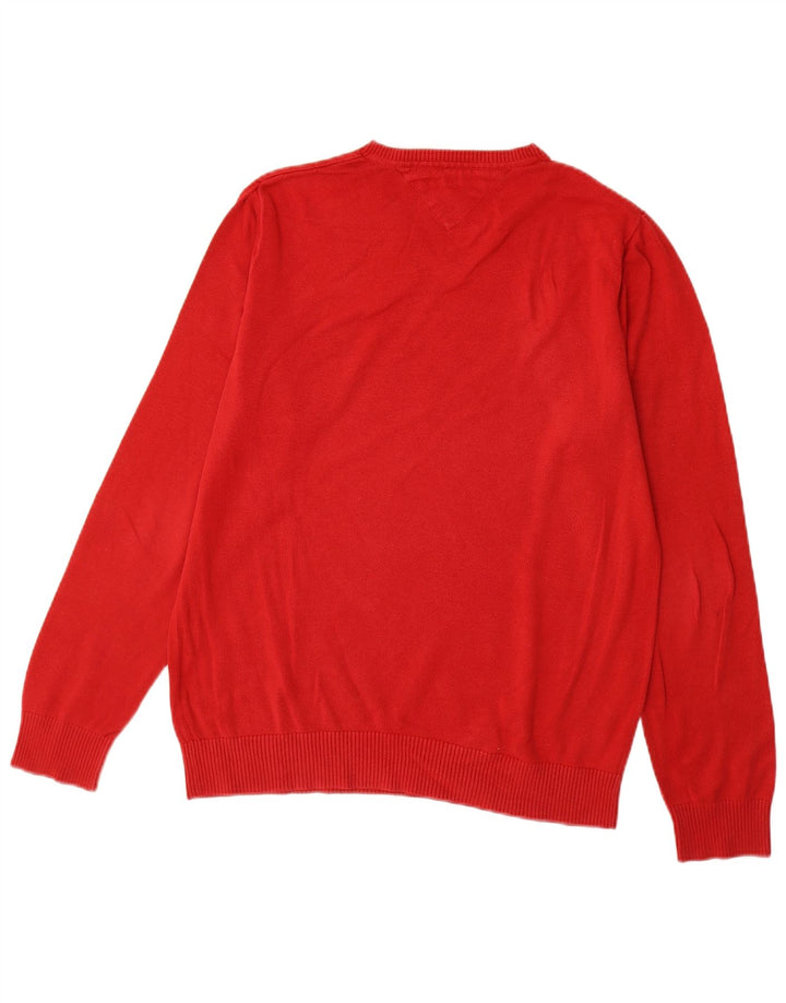 TOMMY HILFIGER Jersey con cuello en V para hombre Algodón rojo medio