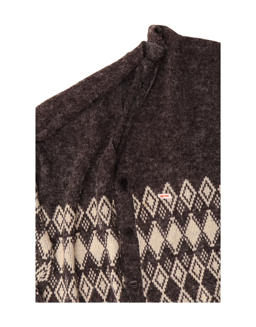 VINTAGE Suéter cárdigan para hombre XL Gris Argyle/Diamante
