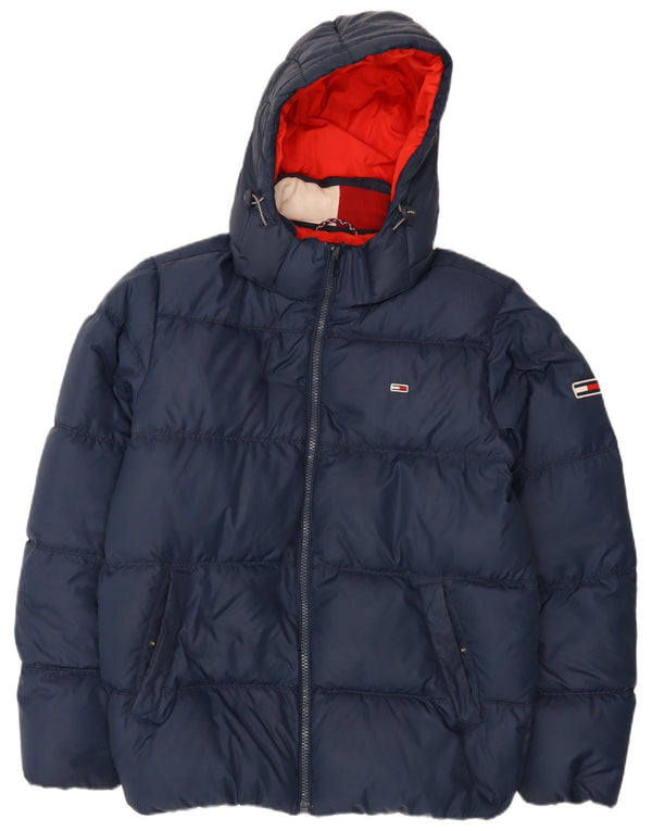 Tommy Hilfiger Chaqueta acolchada con capucha para hombre UK 42 XL Poliéster azul marino