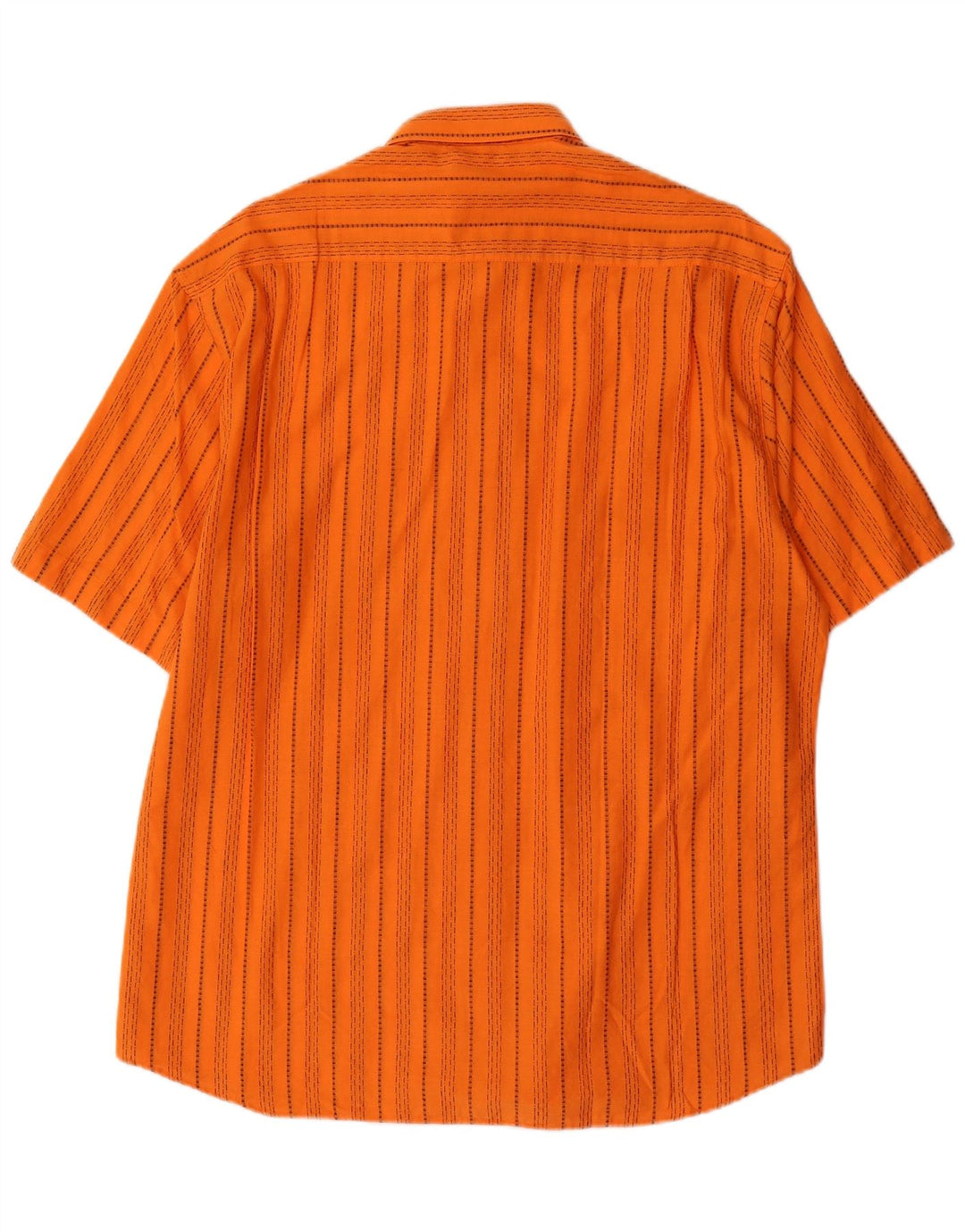 Camisa vintage de manga corta para hombre de algodón a rayas naranja medio