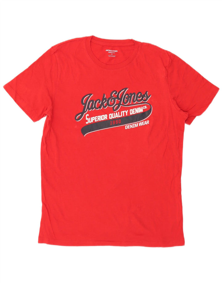 Jack & Jones Hombre Camiseta Gráfica Top Medium Rojo Algodón