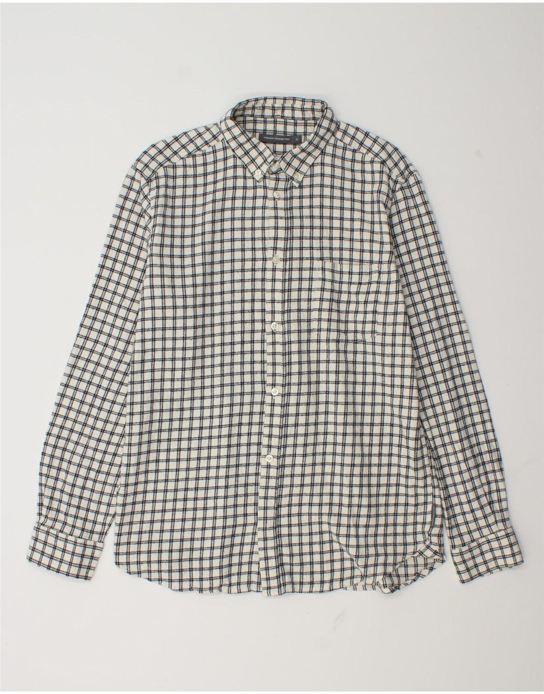Camisa de franela para hombre de French Connection XL a cuadros blancos