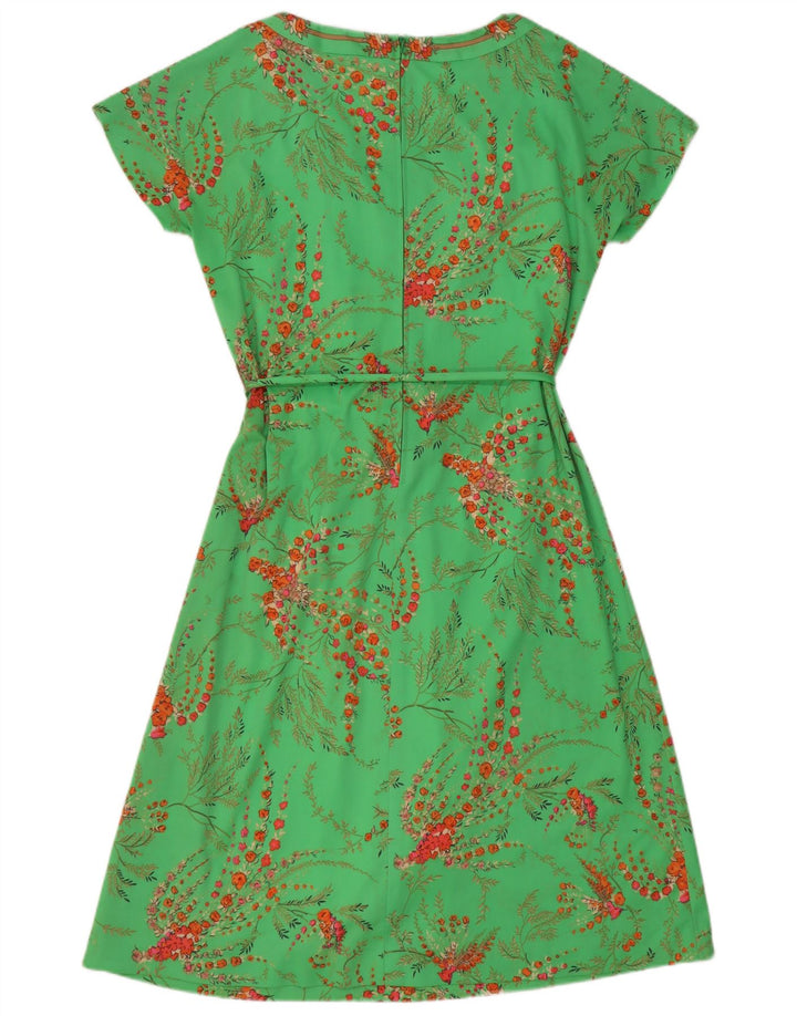 Vintage mujer A-Line vestido EU 40 poliéster floral verde medio