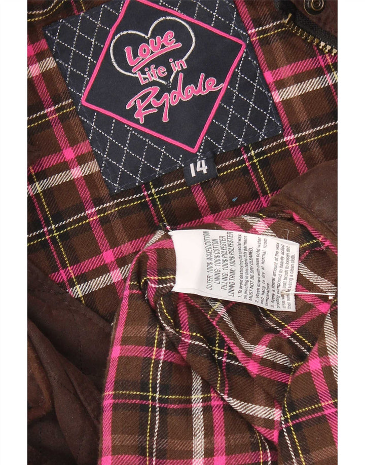 Rydale Chaqueta acolchada de algodón encerado para mujer UK 44 Grande Marrón