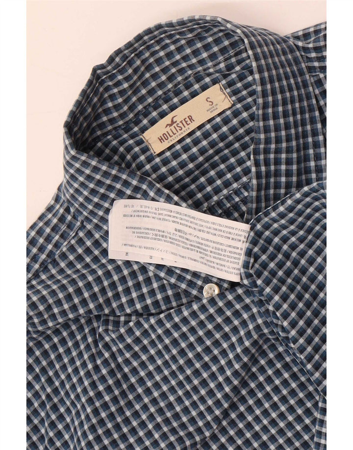 Camisa Hollister Hombre Pequeña Algodón Gingham Azul Marino