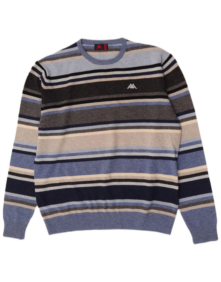 Kappa Jersey De Cuello Redondo Para Hombre Jersey Grande De Lana A Rayas Multicolor