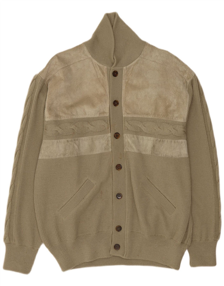 Halfon - Cárdigan para hombre, talla grande, color caqui
