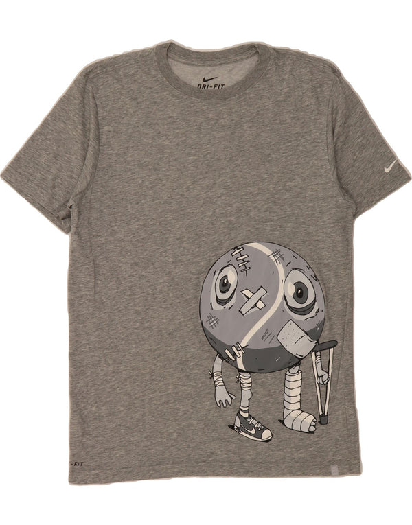 NIKE Mens Dri Fit Graphic T-Shirt Top Medium Grey Cotton