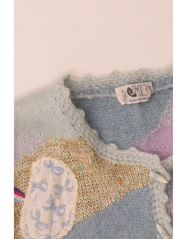 Vintage mujer Cardigan suéter Reino Unido 14 medio multicolor novedad