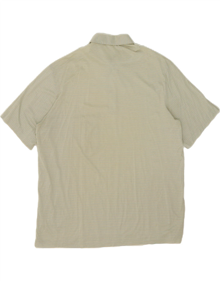 VINTAGE Mens Polo Shirt Large Green Striped Vintage Vintage and Second-Hand Vintage from Messina Hembry 