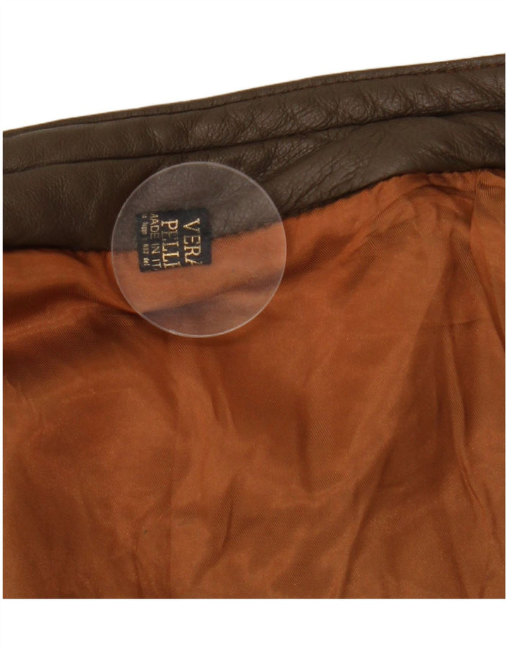 VINTAGE Chaqueta de cuero para hombre Reino Unido 38 Cuero marrón medio