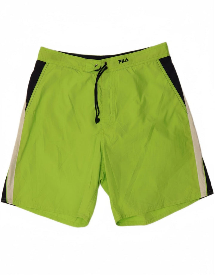 FILA Mens Swimming Shorts Large Green Colourblock Vintage Fila and Second-Hand Fila from Messina Hembry 