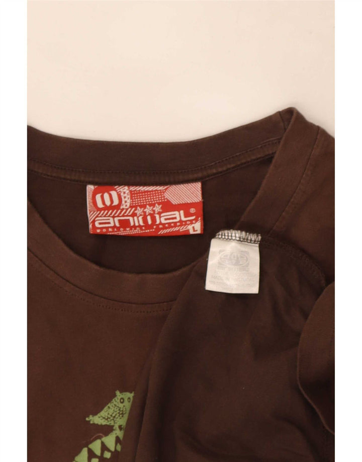 Camiseta con gráfico Animal para hombre Top grande de algodón marrón