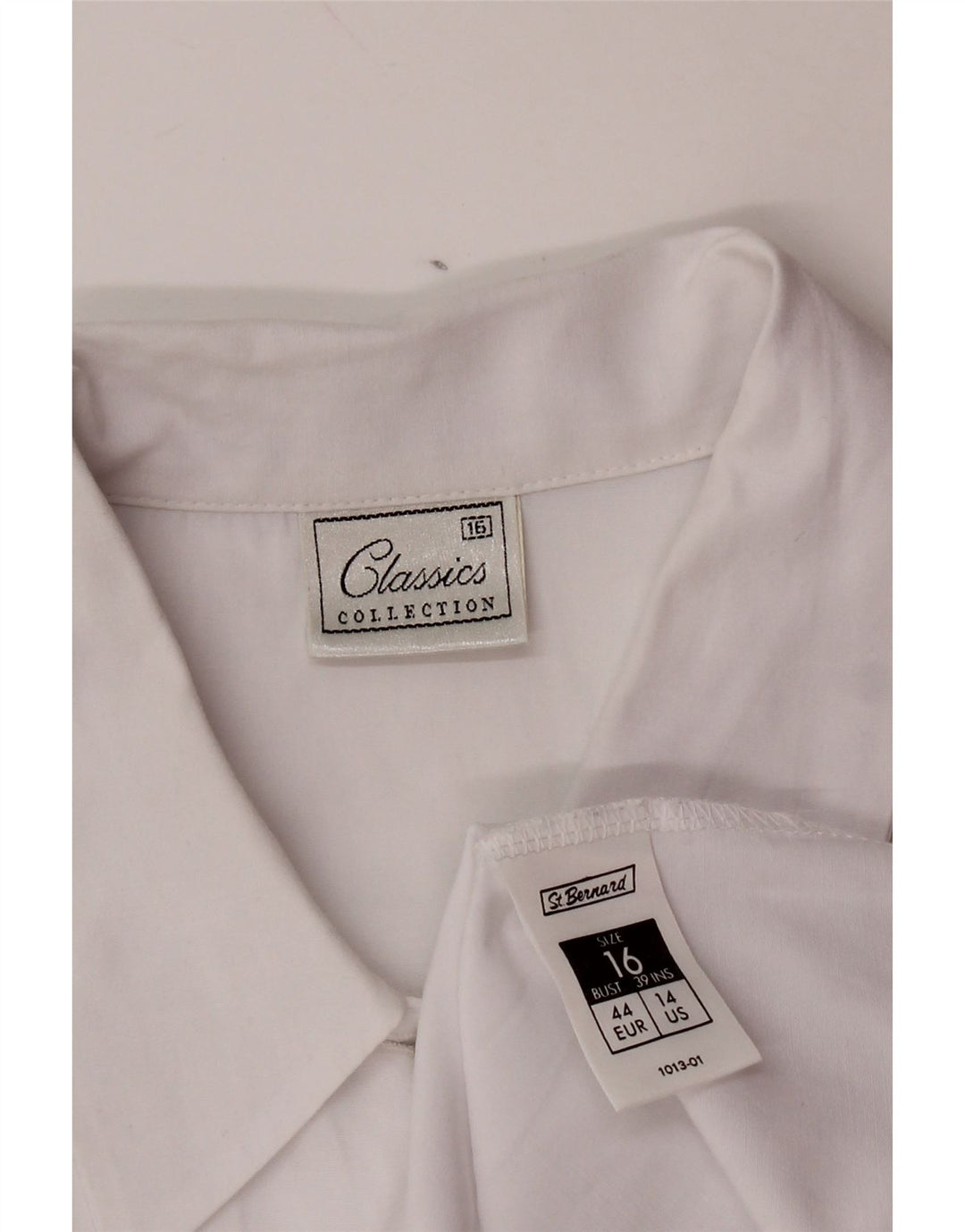 CALLE. BERNARD Camisa de manga corta para mujer UK 46 Large Poliéster blanco