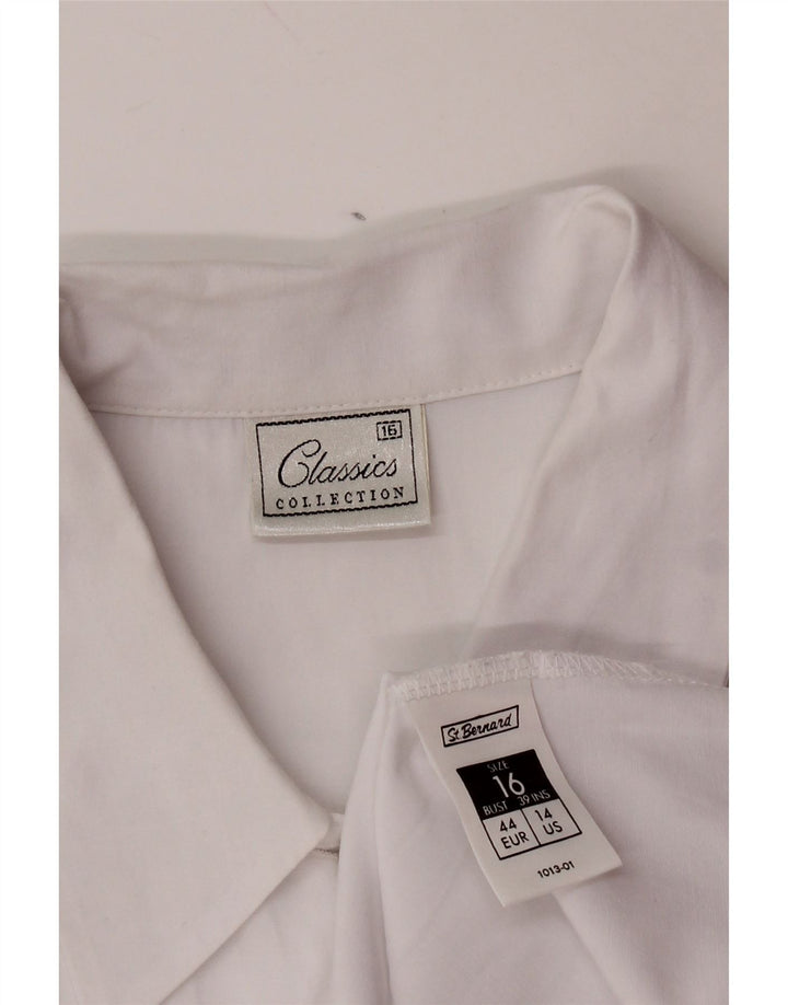 CALLE. BERNARD Camisa de manga corta para mujer UK 46 Large Poliéster blanco