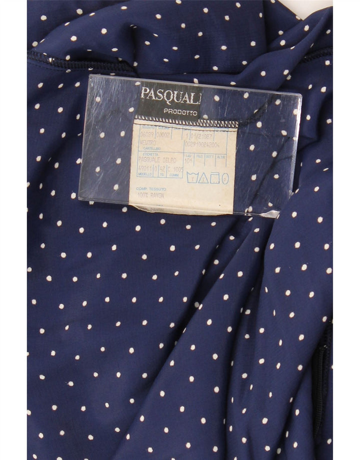 VINTAGE Maxi vestido de mujer IT 42 Medio azul marino manchado rayón