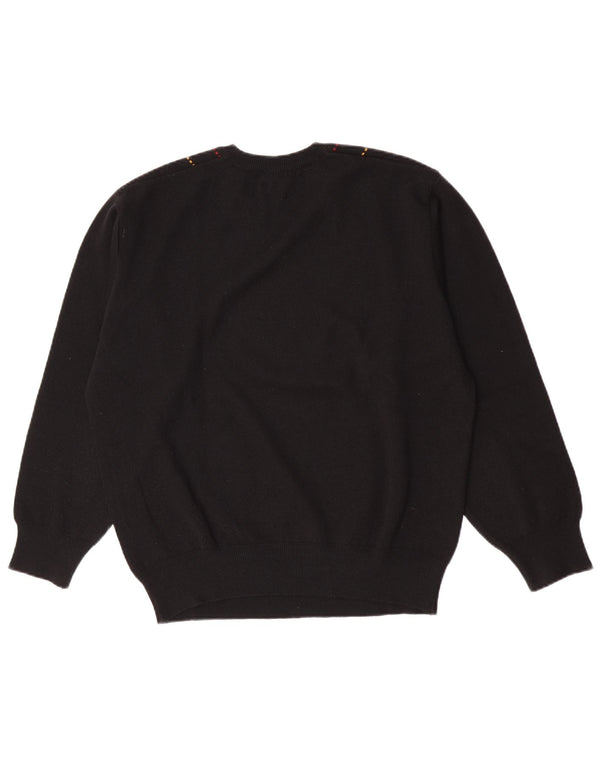 Gabicci Jersey con cuello en V para hombre XL Lana a rayas negras