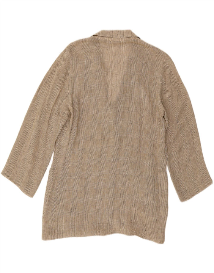 Max Mara Chaqueta tipo blazer larga para mujer UK 42 Medium Beige Houndstooth