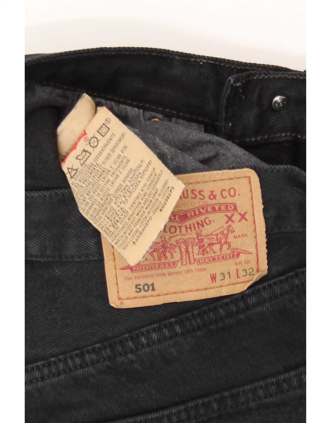 Levi's Vaqueros rectos 501 para hombre W31 L32 Algodón negro