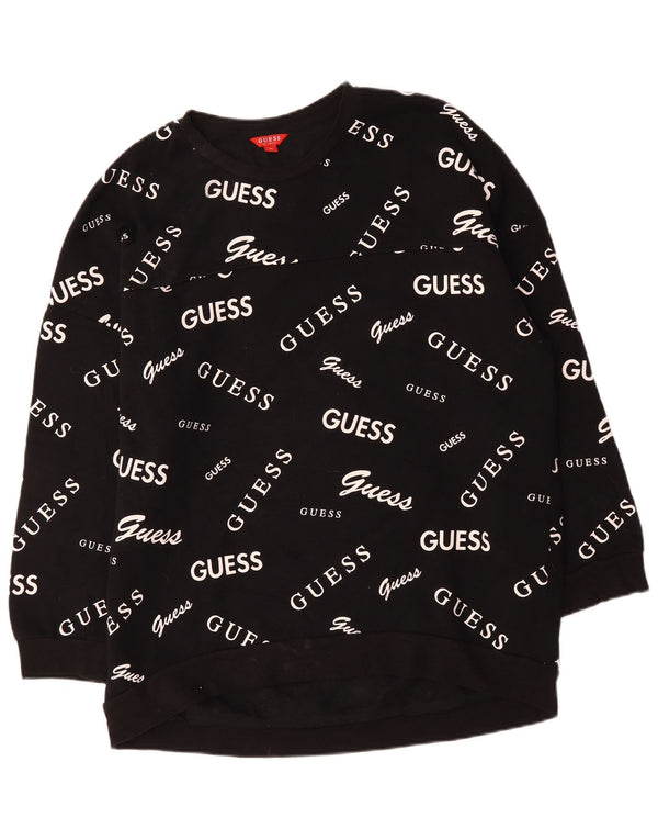Guess Mujer Graphic Oversize Sudadera Jumper UK 18 XL Algodón Negro