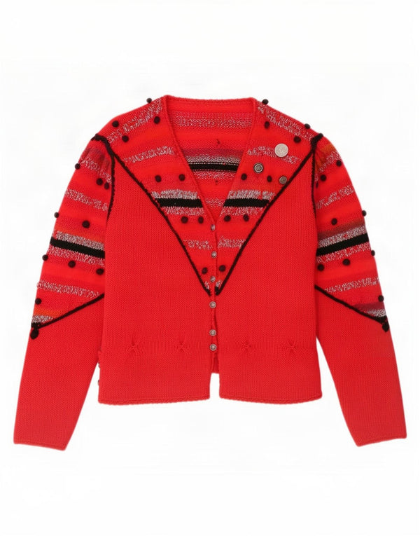 Vintage mujer Cardigan suéter Reino Unido 10 pequeño rojo rayas