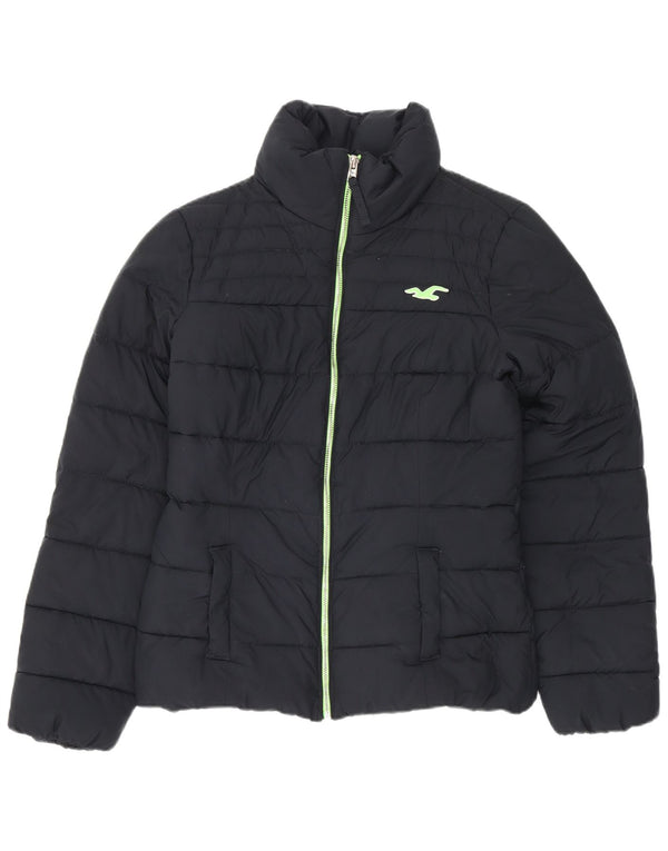 Hollister Mujer Sherpa Chaqueta Acolchada UK 10 Small Poliéster Azul Marino