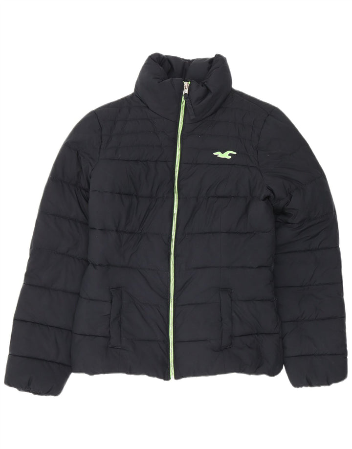 Hollister Mujer Sherpa Chaqueta Acolchada UK 10 Small Poliéster Azul Marino