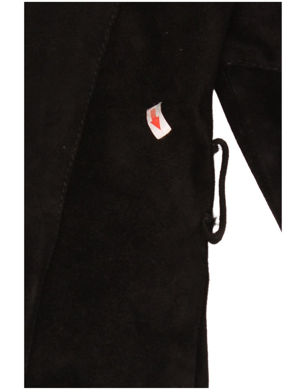 Chaqueta de ante vintage para mujer IT 42 cuero negro medio