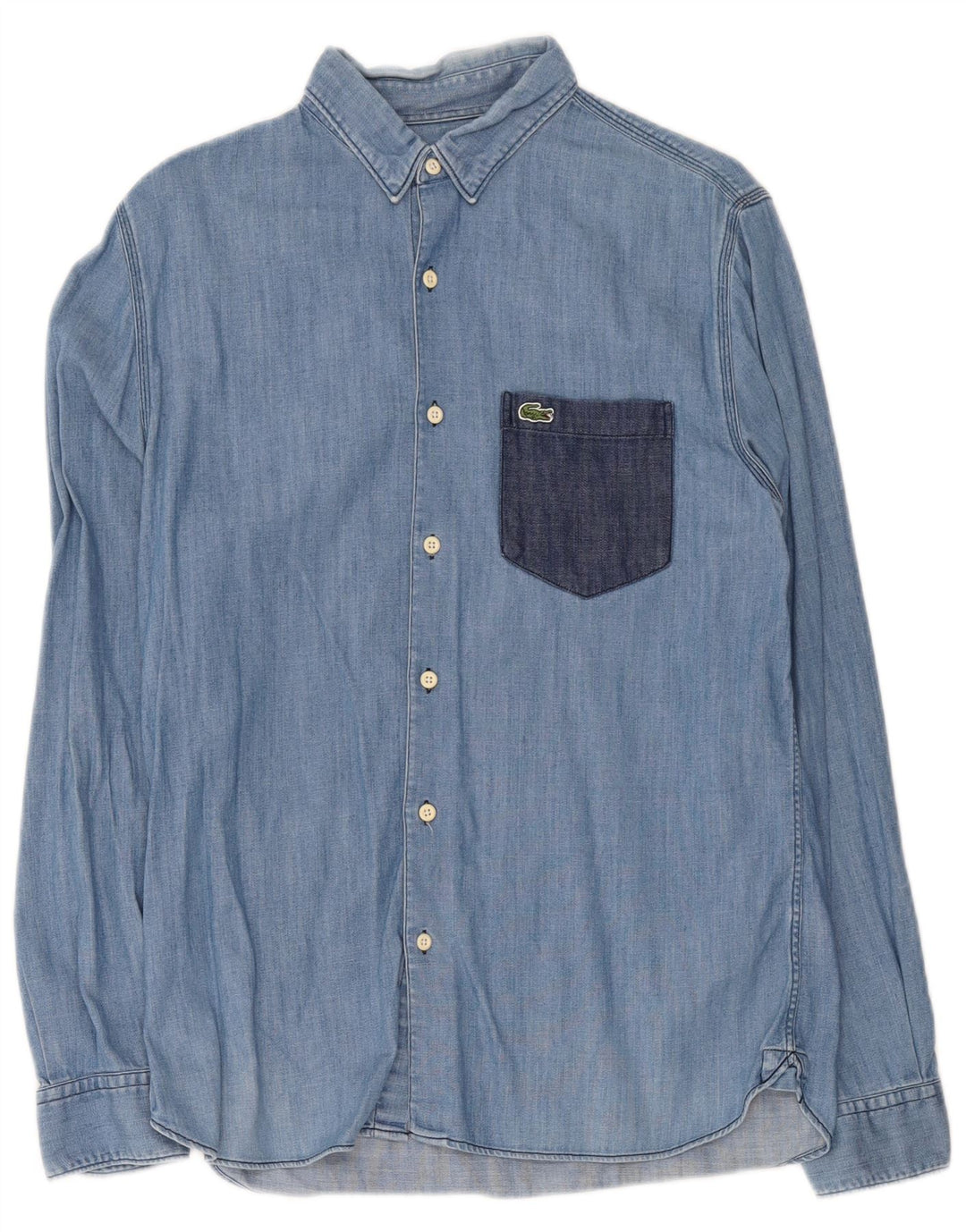 Camisa vaquera Lacoste para hombre Talla 40 Algodón color block azul medio