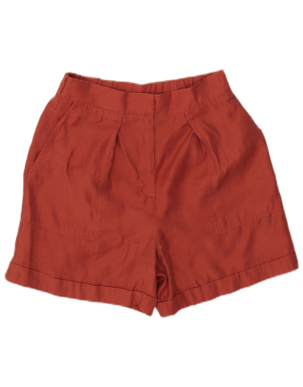 Zara Mujer Pantalones Cortos Chinos De Cintura Alta Pegged Small W26 Naranja Lyocell