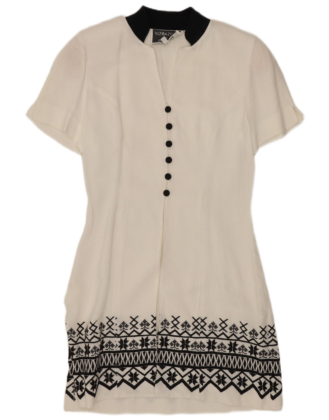 Gattinoni Vestido tubo de manga corta para mujer IT 44 Medium White Geométrico