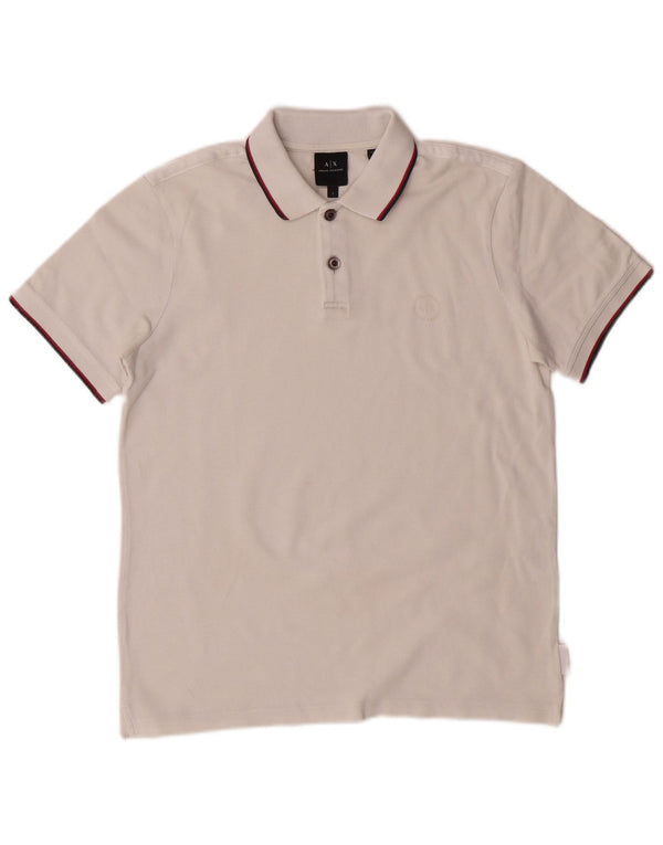 Armani Exchange Polo para hombre pequeño algodón blanco