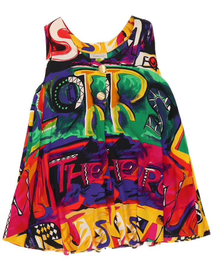 Vintage mujer longline suelta ajuste blusa top Reino Unido 14 medio multicolor